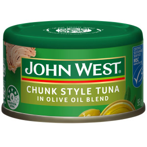 John West Chunk Style Tuna in Olive Oil Blend 95g | Protein-Rich Canned Tuna for Salads, Sandwiches & Snacks
